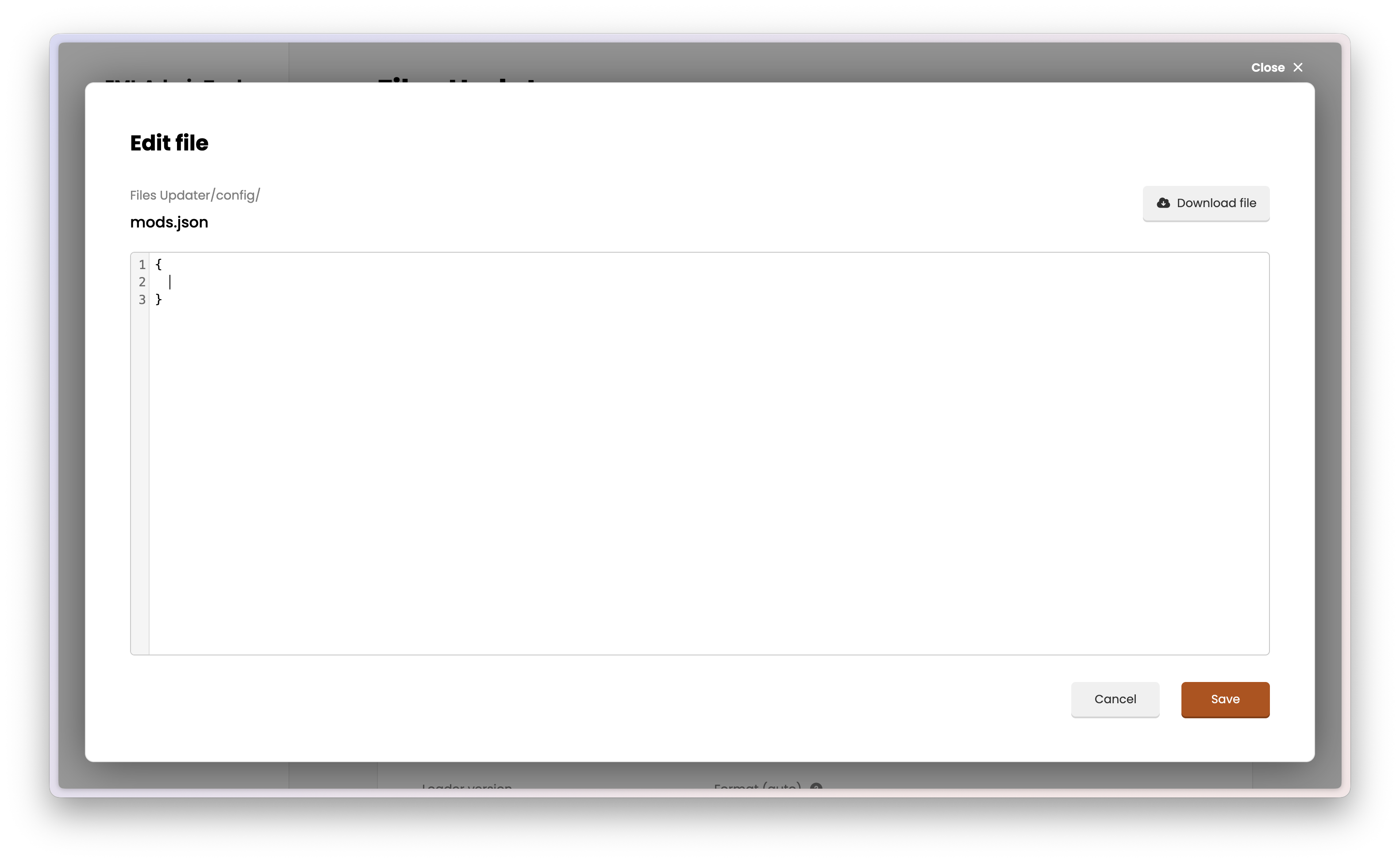 File Updater interface